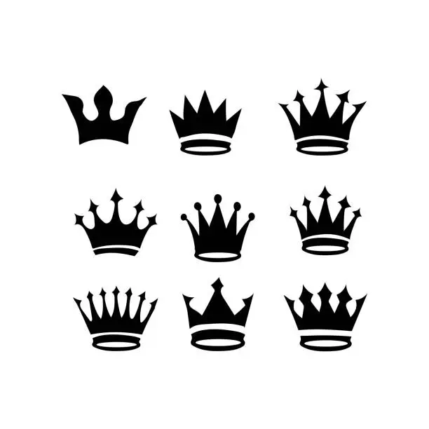 Vector illustration of set of Crown icon set Crown sign