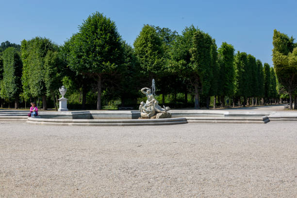 Vienna, Austria - June 18, 2023: Fountain in the Schoenbrunn Palace Park