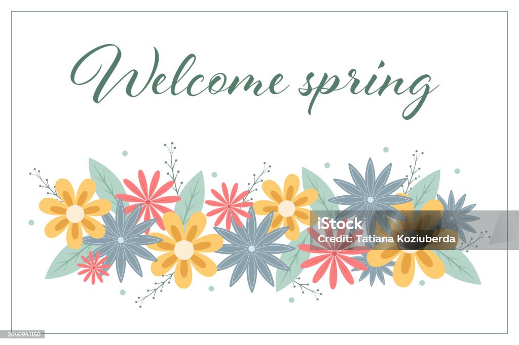 Welcome Spring Stock Illustration - Download Image Now - Art, Bouquet ...