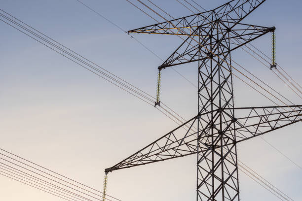 Closeup of a hydro tower