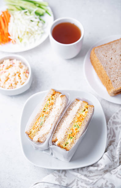 Egg crab salad vegetables japanese sandwich