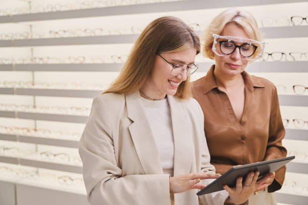 istock Woman, a client of an optical salon in trial frame 2041045839