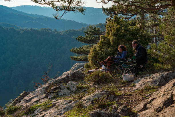 A couple picnicking in Mount Ida ストックフォト