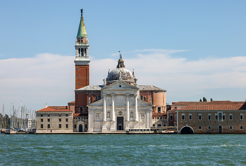 Venice, Italy - September 5, 2022: basilica of San Giorgio Maggiore, designed by Andrea Palladio and located on the island of San Giorgio Maggiore.