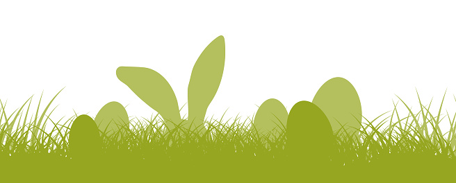 Funny egg hunting border, seamless easter pattern.  Easter eggs, Easter background. Vector illustration