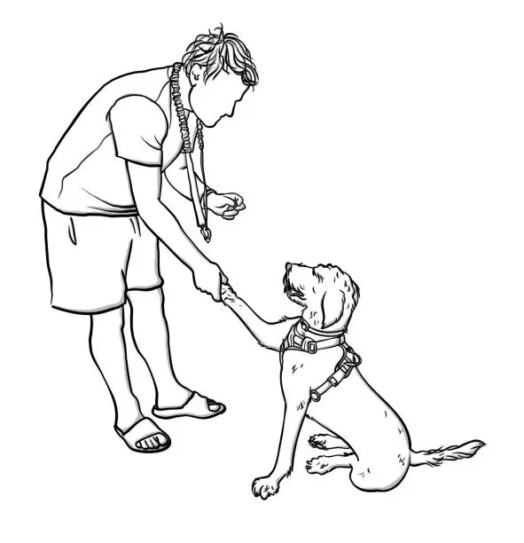 Vector illustration of Dog Obedience Training Sketch