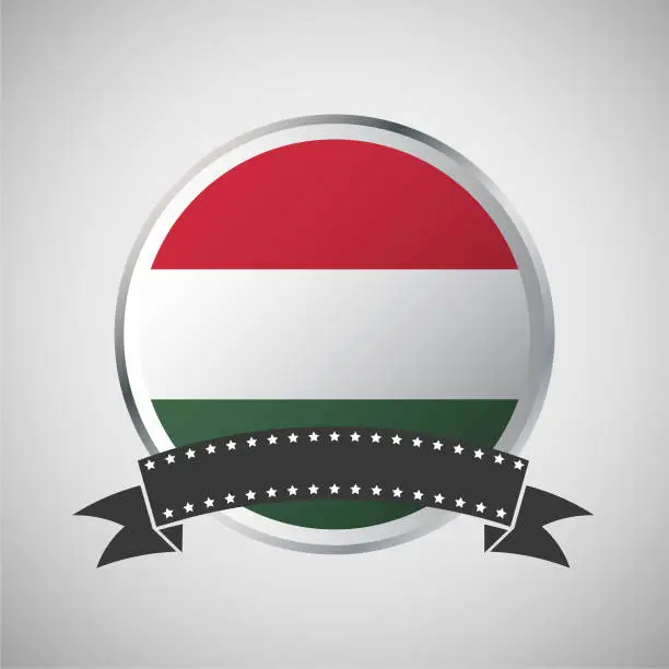 Vector illustration of Vector Hungary Round Flag Banner Vector Illustration