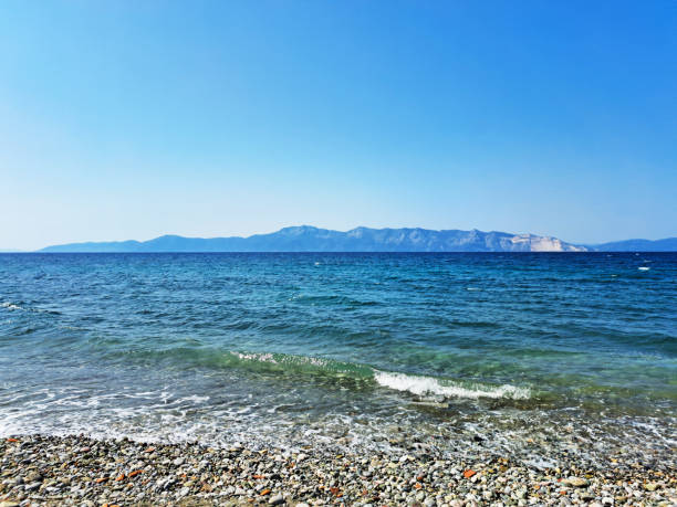 Sea costline landscape view photo taken from Greece, Pefki willage, Euboea Island