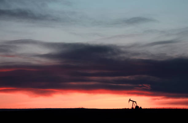 A silhouette of an oil pumpjack in Alberta.