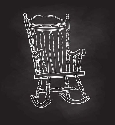 Frontal view of a rocking chair
