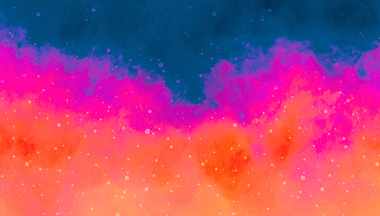 Abstract Watercolor Background in Vivid Splashing Colors with Paint Spatters - copy space