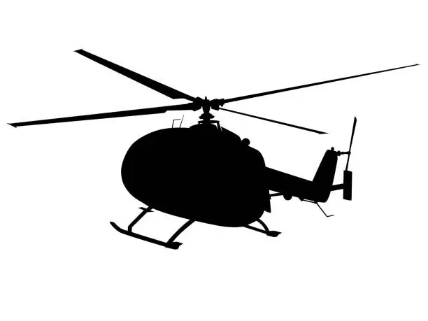 Vector illustration of air ambulance helicopter silhouette flying