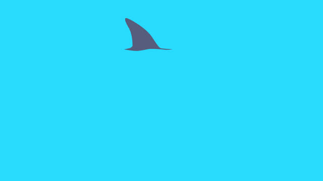 Video transition with Shark fin on a blue screen.