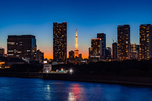 A scenery of Tokyo Bay at night