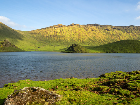 Caldeirão do Corvo lake inside the caldera, Azores