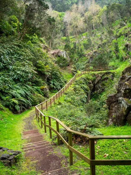 Walking path to Furna do Enxofre, Graciosa Island, Azores
