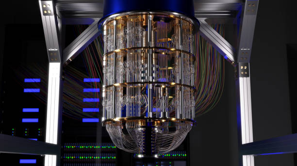 Quantum computer in the lab. 3d render of a quantum computer in a lab. supercomputer stock pictures, royalty-free photos & images