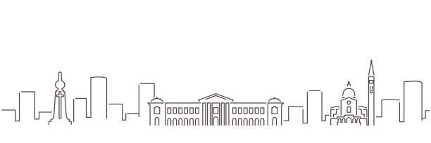 San Salvador Dark Line Simple Minimalist Skyline With White Background San Salvador Dark Line Simple Minimalist Skyline With White Background el salvador landmarks stock illustrations