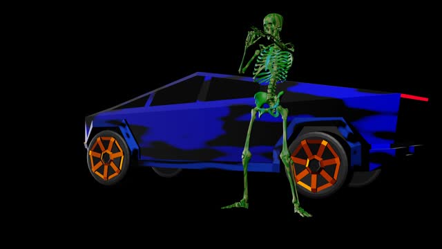 Tesla cybertruck - singing skeleton .