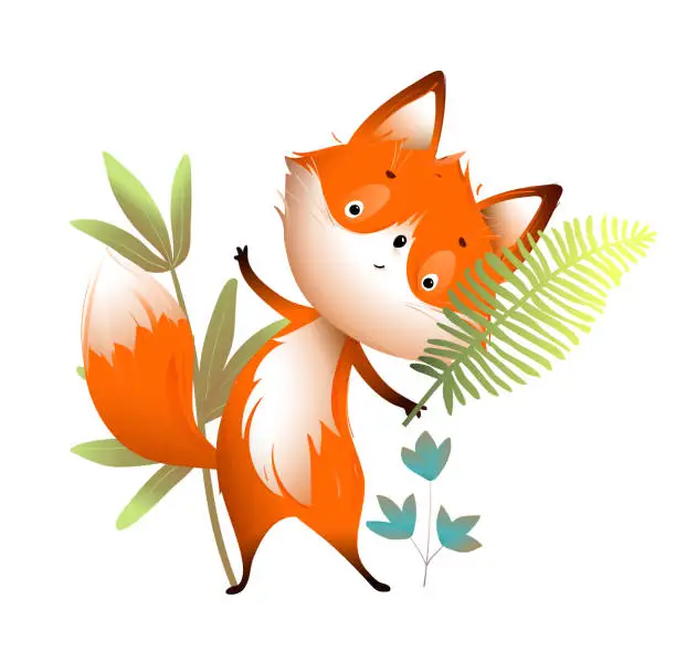 Vector illustration of Cute baby fox animal character for children