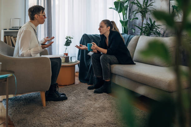 istock A moment of understanding: A therapist and client engage in a meaningful conversation. 2041438942