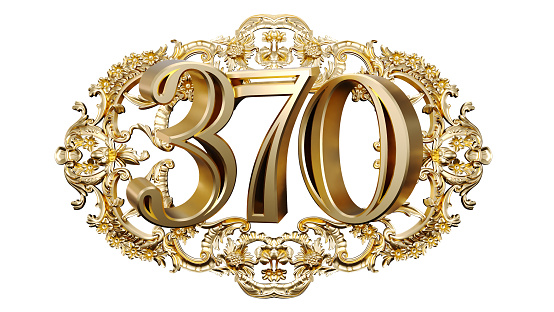 golden number three hundred seventy in the center of Decorative golden vintage frames, number 370