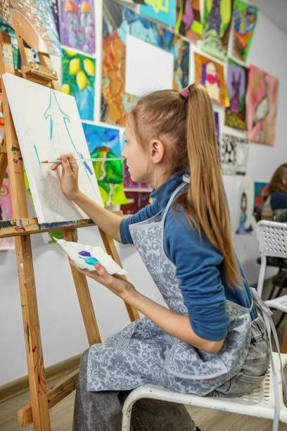 istock Young Artist Painting on Canvas at Class 2041456793