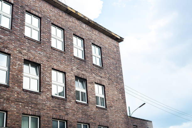istock Brick facade apartment building in low angle view 2041456809