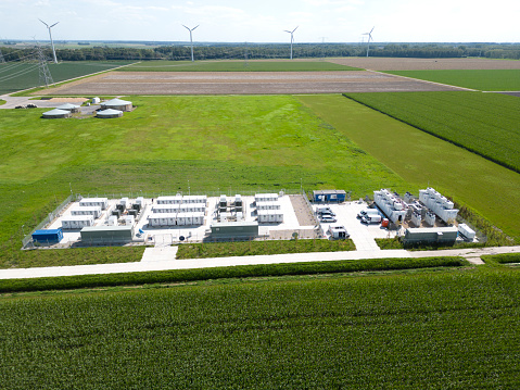 Batteries for energy storage supplying and stabilizing a larger amount of renewable energy to the electric grid, Flevopolder, The Netherlands