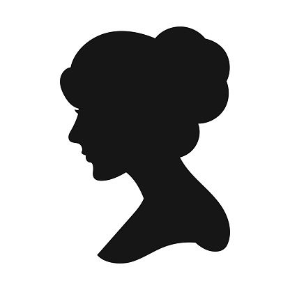Vector hand drawn woman silhouette on white