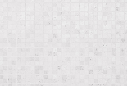 White tile wall chequered background bathroom texture. Ceramic brick wall and floor tiles mosaic background in bathroom and kitchen clean. Design pattern geometric with grid wallpaper floor elements.