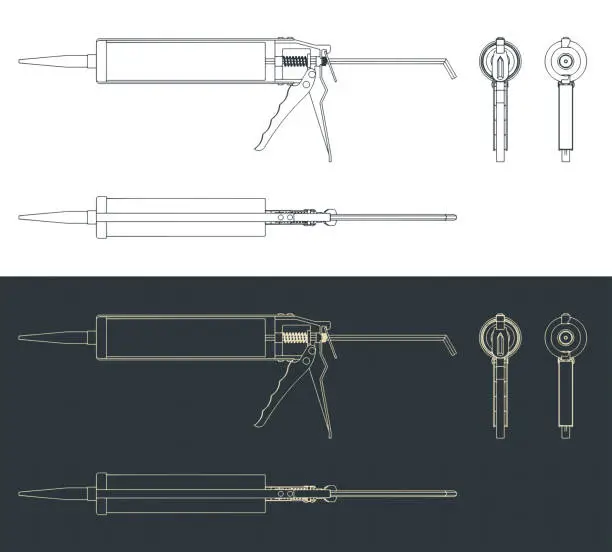 Vector illustration of Caulking gun blueprints