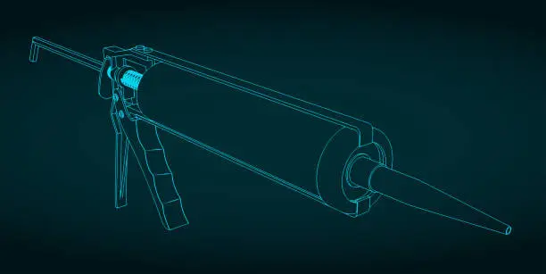 Vector illustration of Caulking gun drawing