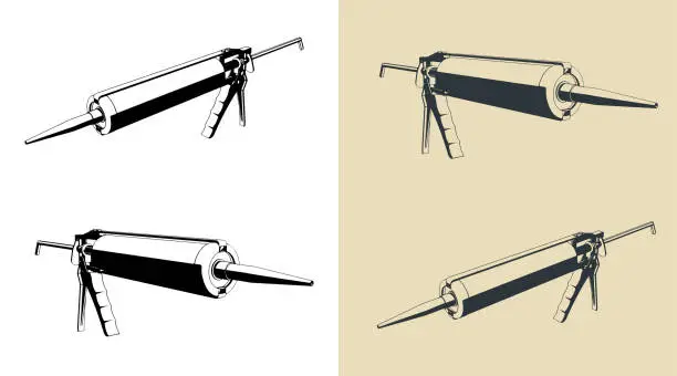 Vector illustration of Caulking gun illustrations