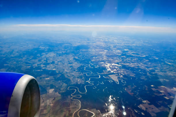 Aerial View from an Airplane Window, Flying from Alabama to Colorado in the Winter