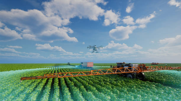 istock Autonomous agriculture vehicle and drone self driving, 5G techno 2041616197