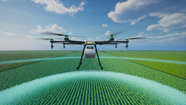 istock Agriculture drones scan the area to determine the route for spra 2041616205