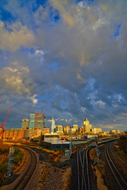 Raleigh Painted Clouds Skyline stock photo