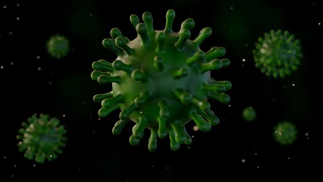 a close-up view of virus scattered around.