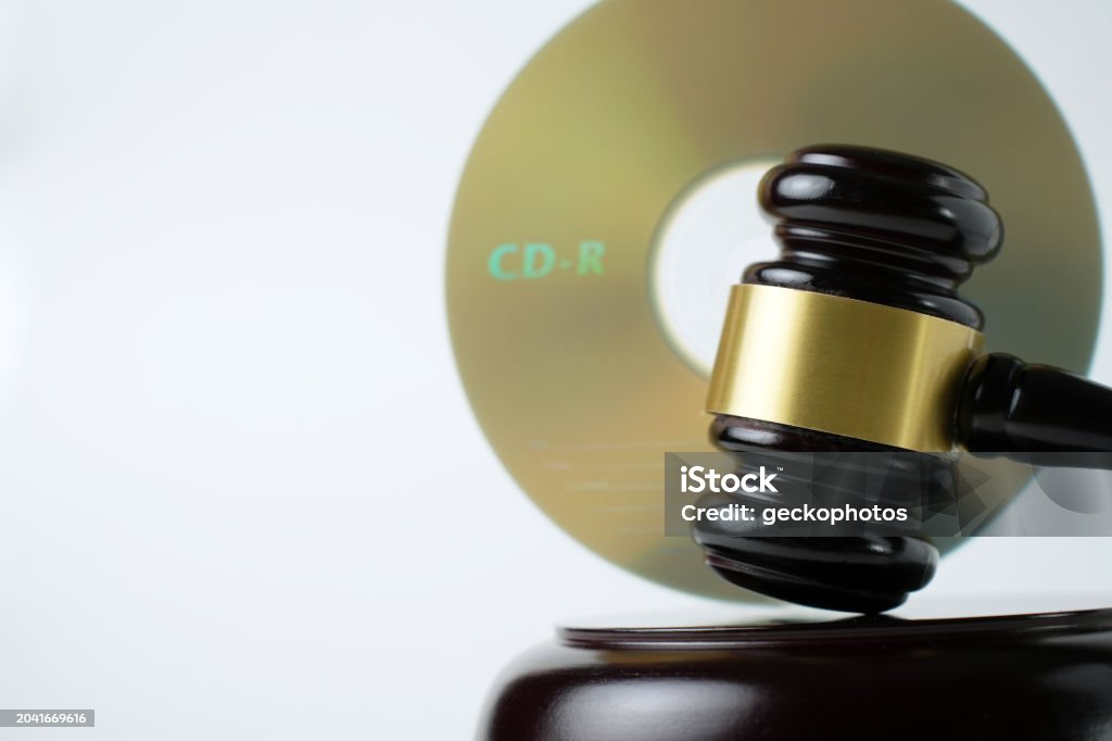 Copy Rights Compact Disc Cd Compact Disc And Judge Gavel Background With Copyspace Stock Photo ...