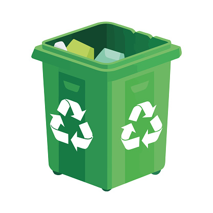 recycling trash bin illustration over white