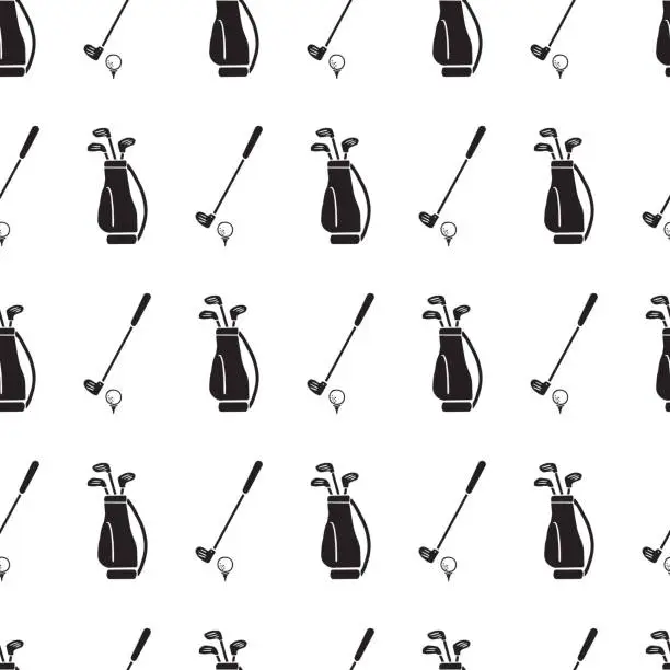 Vector illustration of Silent Swing Golf Bags and Balls Pattern