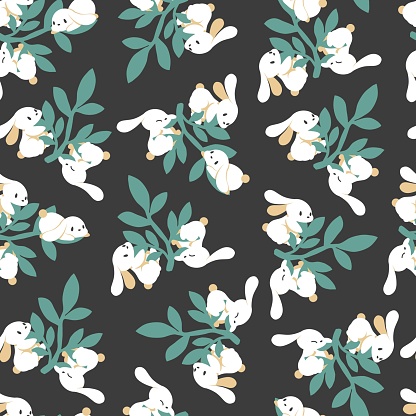 Cuddly Nature Companions Rabbit Harmony Pattern can be use for background and apparel design