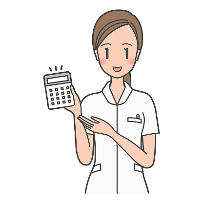Illustrations of medical affairs, accounting, nurse, dental assistants, and dental hygienists who explain the cost of treatment and consultation with a calculator.