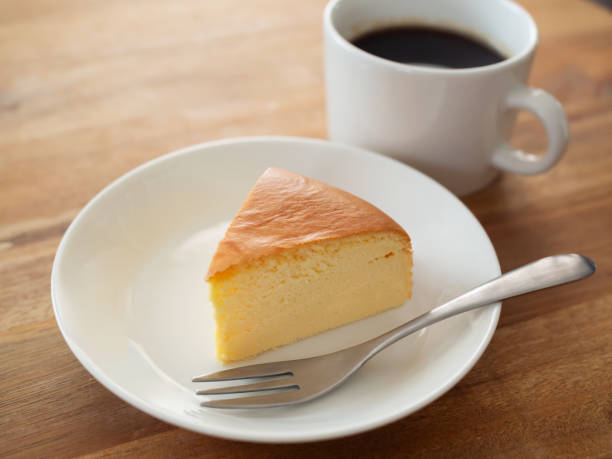 istock Jiggly Japanese cheesecake and cup of coffee 2041810855