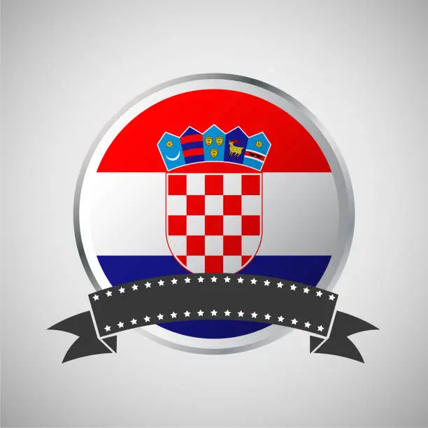 Vector illustration of Vector Croatia Round Flag Banner Vector Illustration