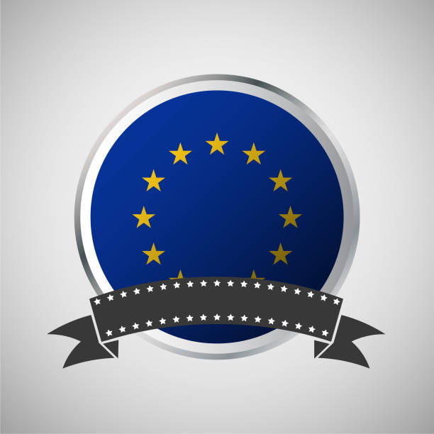 ilustrações, clipart, desenhos animados e ícones de vector união europeia bandeira redonda banner vector ilustração - european union flag flag european community interface icons