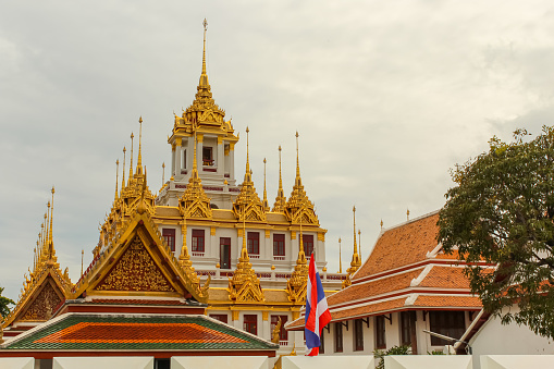 Loha Prasat (Wat Ratchanatdaram Worawihan) was known as the iron temple or the metal castle, Bangkok,