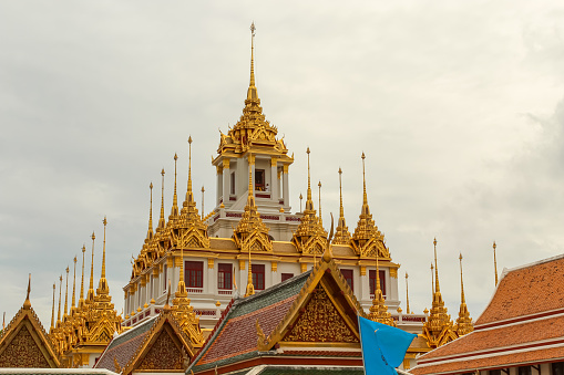 Bangkok, Thailand. Loha Prasat, which means iron castle or iron monastery. Loha Prasat or Iron castle is a part of Wat Ratchanatdaram buddhist temple.