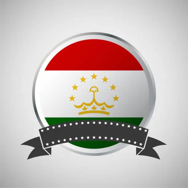 Vector illustration of Vector Tajikistan Round Flag Banner Vector Illustration